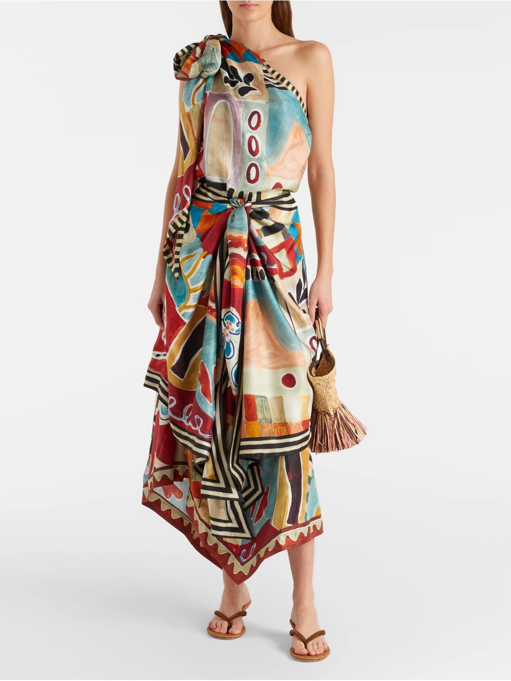 Alémais x LRNCE Michelle one-shoulder silk midi dress - Picture 2 of 3